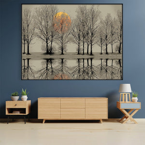 Forest Dawn Easy Build Frame Art Easy Build Frame & Fabric Print / 40 x 30in Clock Canvas