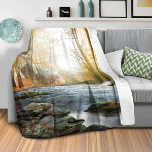 Forest River Blanket Blanket Clock Canvas