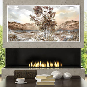 Frosted Bark and Warm Sky Canvas Art Clock Canvas