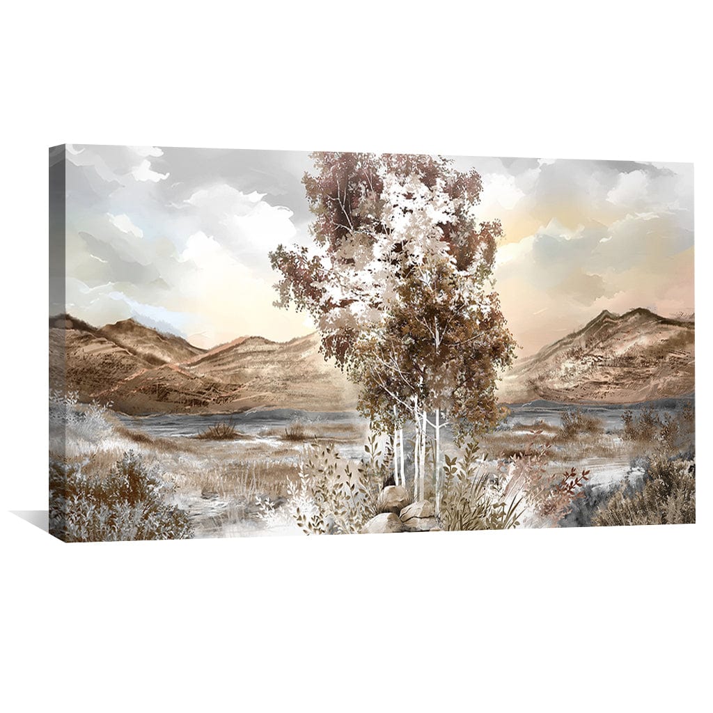 Frosted Bark and Warm Sky Canvas Art Clock Canvas
