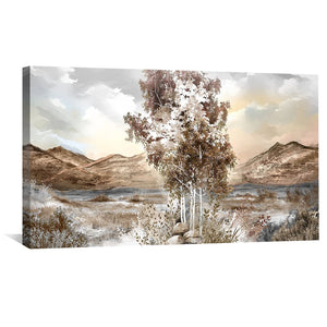 Frosted Bark and Warm Sky Canvas Art Clock Canvas