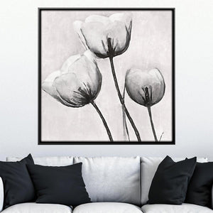 Garden Trio of White Canvas Art 30 x 30cm / Unframed Canvas Print Clock Canvas