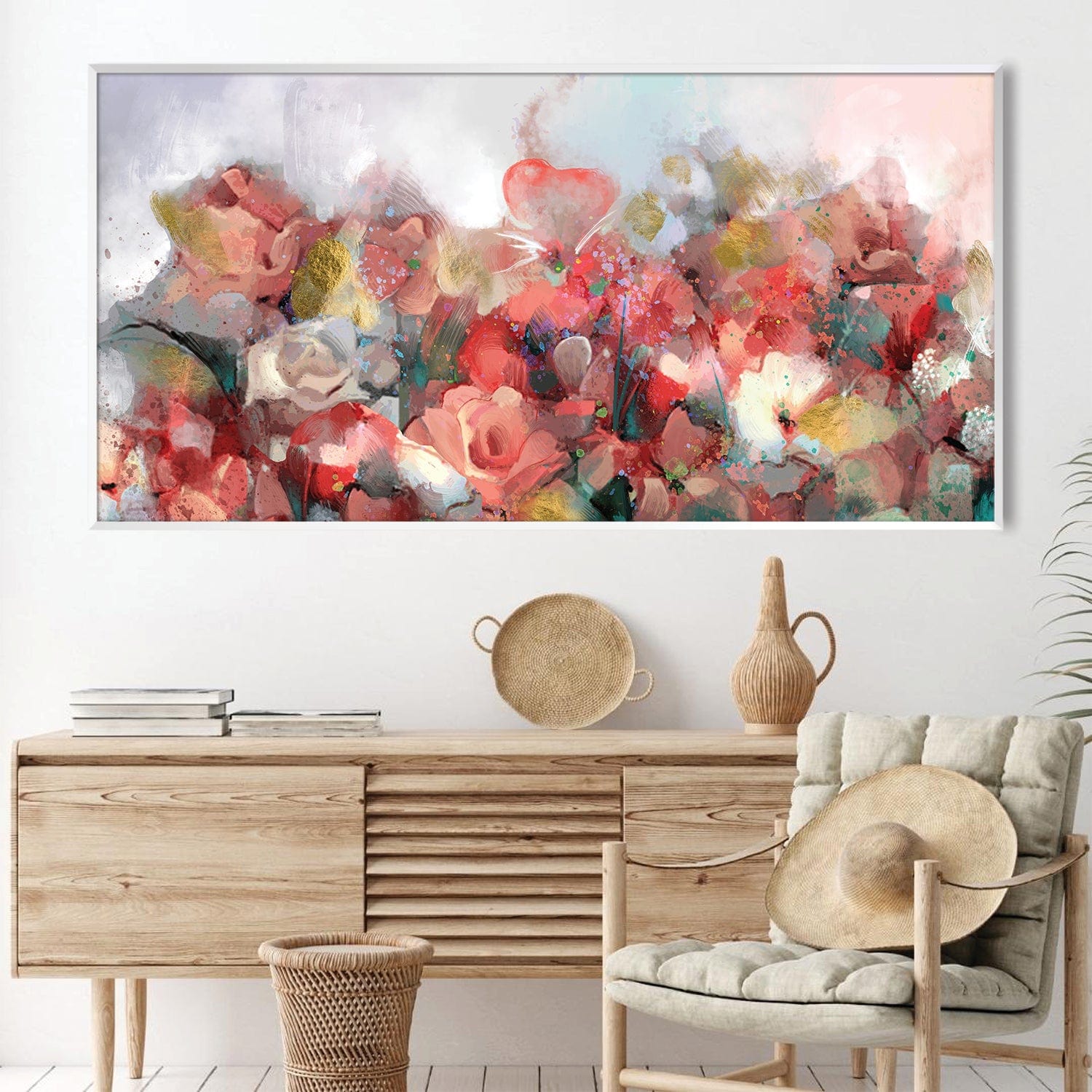 Garden Watercolor Canvas Art Clock Canvas