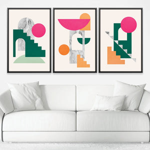 Geometric Collage Canvas Art Clock Canvas