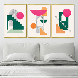 Geometric Collage Canvas Art Clock Canvas