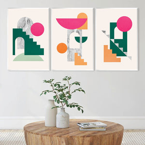 Geometric Collage Canvas Art Clock Canvas