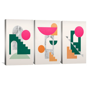 Geometric Collage Canvas Art Clock Canvas