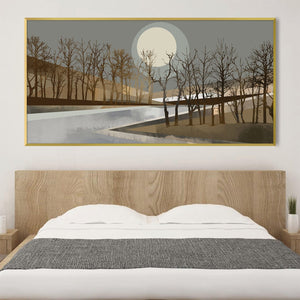 Geometric Moonrise Canvas Art Clock Canvas