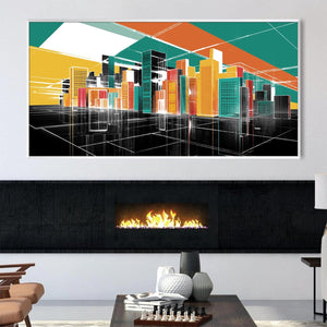 Geometric Urban Grid Canvas Art Clock Canvas