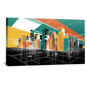 Geometric Urban Grid Canvas Art Clock Canvas
