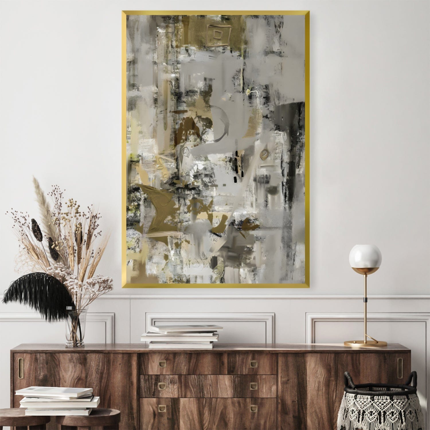 Gilded Elegance Canvas Art Clock Canvas