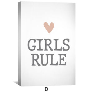 Girls Rule Canvas Art Clock Canvas