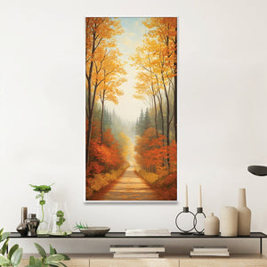 Golden Canopy Road Canvas Art Clock Canvas