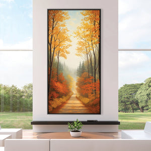 Golden Canopy Road Canvas Art Clock Canvas