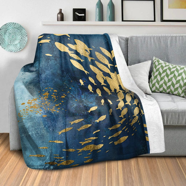 Navy and cheap gold throw blanket