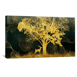 Golden Nature Canvas Art Clock Canvas