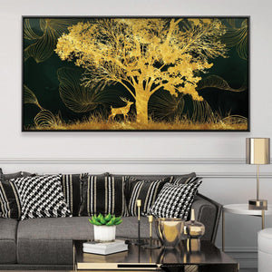 Golden Nature Canvas Art Clock Canvas
