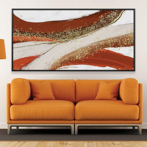 Golden Orange Abstract Canvas Art Clock Canvas