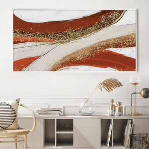 Golden Orange Abstract Canvas Art Clock Canvas