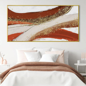 Golden Orange Abstract Canvas Art Clock Canvas