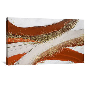 Golden Orange Abstract Canvas Art Clock Canvas