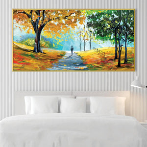 Golden Park Canvas Art Clock Canvas