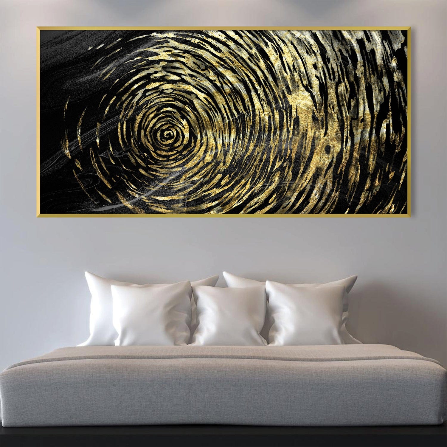 Golden Vortex Canvas Art Clock Canvas