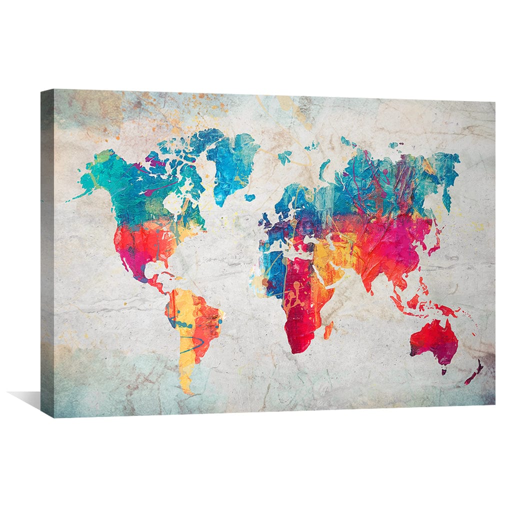Gradient World Map Canvas Art Clock Canvas