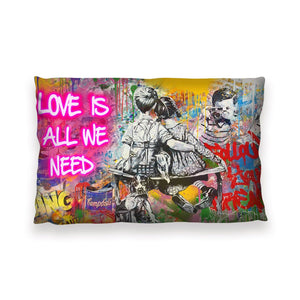 Graffiti Banksy Love Is All We Need Cushion Cushion 13 x 19in Clock Canvas