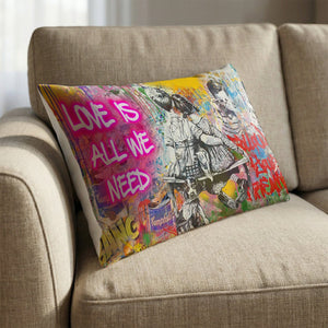 Graffiti Banksy Love Is All We Need Cushion Cushion 13 x 19in Clock Canvas
