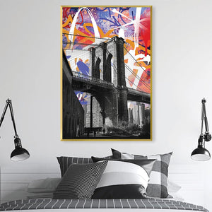 Graffiti Bridge Canvas Art Clock Canvas