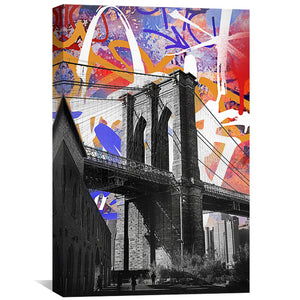 Graffiti Bridge Canvas Art Clock Canvas