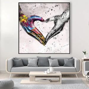 Graffiti Heart Easy Build Frame Art Easy Build Frame & Fabric Print / 24 x 24in Clock Canvas