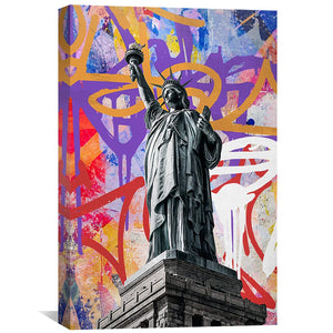 Graffiti Lady Liberty Canvas Art Clock Canvas