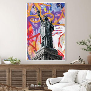 Graffiti Lady Liberty Canvas Art Clock Canvas