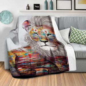 Graffiti Lion Blanket Blanket Clock Canvas