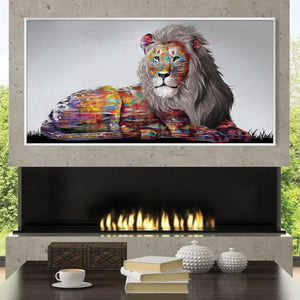 Graffiti Lion Canvas - Single Panel Art Clock Canvas