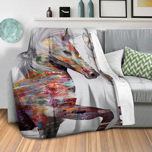 Graffiti Stallion Blanket Blanket Clock Canvas