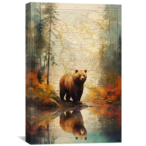 Grizzly 2 Canvas Art Clock Canvas