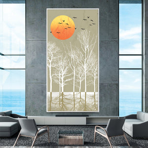 Harmony in the Orange and Grey Canvas Art Clock Canvas