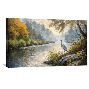 Heron’s River Canvas Art Clock Canvas