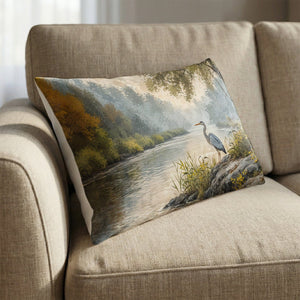 Heron’s River Cushion Cushion 13 x 19in Clock Canvas