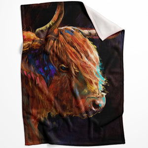 Horns of Highland Blanket Blanket 75 x 100cm Clock Canvas