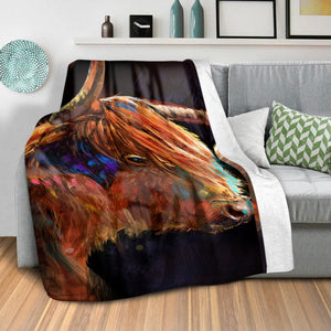 Horns of Highland Blanket Blanket Clock Canvas