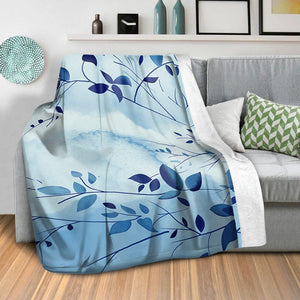 Indigo Leaves Blanket Blanket Clock Canvas