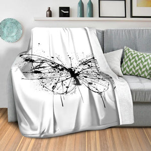 Inked Butterfly Blanket Blanket Clock Canvas