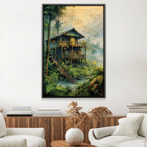 Jungle Cabin Canvas Art Clock Canvas