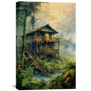 Jungle Cabin Canvas Art Clock Canvas