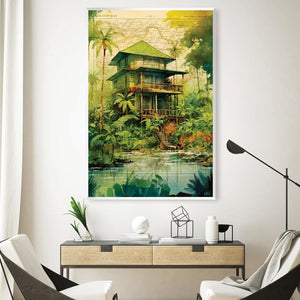 Jungle House Canvas Art Clock Canvas