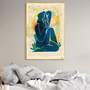 Lady Blue Canvas Art Clock Canvas